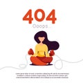 A young girl unplugged electric plug and socket from the network. Illustration of creativity 404 page not found error