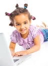 Young girl using notebook computer Royalty Free Stock Photo