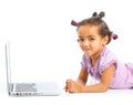 Young girl using notebook computer Royalty Free Stock Photo