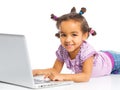 Young girl using notebook computer Royalty Free Stock Photo