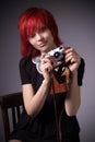 Young girl with vintage camera Royalty Free Stock Photo