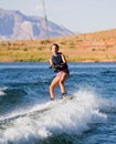 Young Girl wakeboarding at Lake Powell 02 Royalty Free Stock Photo