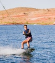 Young Girl wakeboarding at Lake Powell 03 Royalty Free Stock Photo