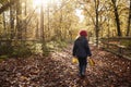 Young Girl Walking Along Path Through Autumn Countryside Royalty Free Stock Photo