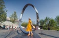 Young girl walking in the Zaryadye park