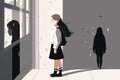 The young girl was bullied at school, causing her to feel insecure and powerless. AI generation