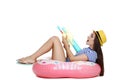 Young girl with water gun Royalty Free Stock Photo