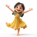 Little Girl in Yellow Dress Dancing Royalty Free Stock Photo