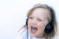 Young girl wearing headphones