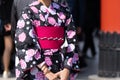 Young girl wearing Japanese kimono standing in front of Sensoji Temple in Tokyo, Japan. Royalty Free Stock Photo