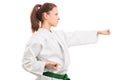 Young girl wearing kimono in combat stance Royalty Free Stock Photo