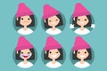 Young girl wearing pink beanie profile pics Royalty Free Stock Photo