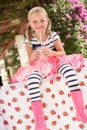 Young Girl Wearing Pink Wellington Boots Royalty Free Stock Photo