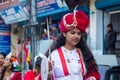 Young girl wearing a traditional costume with an ornamental pearl necklace in India, Uttarakhand