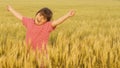 Young girl on wheat field Royalty Free Stock Photo