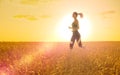 Young girl in wheat field Royalty Free Stock Photo