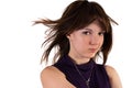 Young girl with wind blown hair Royalty Free Stock Photo