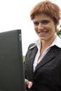 Young girl working on laptop Royalty Free Stock Photo