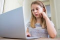 Young Girl Worried About On Line Bullying