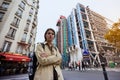 Young girl in front of the Pompidou Center in Paris Royalty Free Stock Photo