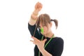 The young girl with the yo-yo isolated on a white