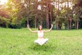 Girl in yoga meditation levitation Royalty Free Stock Photo
