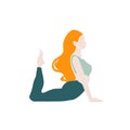 Young girl yoga posing. Flat style illustration. Blond