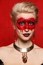 Young girls with appliance make-up in the style of Halloween
