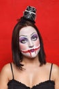 Young girls with appliance make-up in the style of Halloween