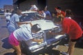 Young girls at a community car wash