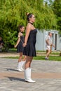 Young girls dancing in a majorette group in event in small village, Vonyarcvashegy in Hungary. 05. 01. 02018 HUNGARY