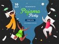 Young girls enjoying with flying pillow on the occasion of Pajama Party.