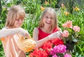 Young girls gardening