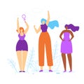 Young Girls with Hands Up. Woman Empowerment Idea Royalty Free Stock Photo