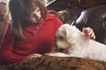 Young Girls with Her Maltese Puppy Royalty Free Stock Photo