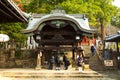 Young girls make merit at Todaiji Nigatsudo Shrine in Nara, Japan