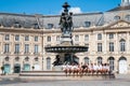 Young girls near Three Graces Fountain, Bordeaux, France Royalty Free Stock Photo