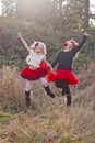 Young girls outdoors in motion Royalty Free Stock Photo