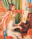 Young Girls at the Piano - Painting by Pierre-Auguste Renoir & x28;18