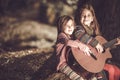 Young Girls Playing Guitar Royalty Free Stock Photo