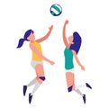 Young girls playing volleyball Royalty Free Stock Photo