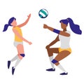 Young girls playing volleyball Royalty Free Stock Photo