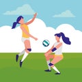 Young girls playing volleyball Royalty Free Stock Photo