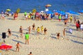 Young girls racing on summer beach