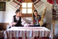 Young girls with Romanian traditional costume