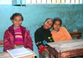 Young girls sitting on their disks at school in Egypt Royalty Free Stock Photo