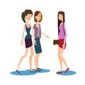 Young Girls Student Group Chatting University Friends Communication Royalty Free Stock Photo