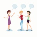 Young Girls Student Group Chatting University Friends Communication Royalty Free Stock Photo