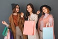 Young girls teenagers friends together shopping concept