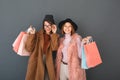 Young girls teenagers friends together shopping concept